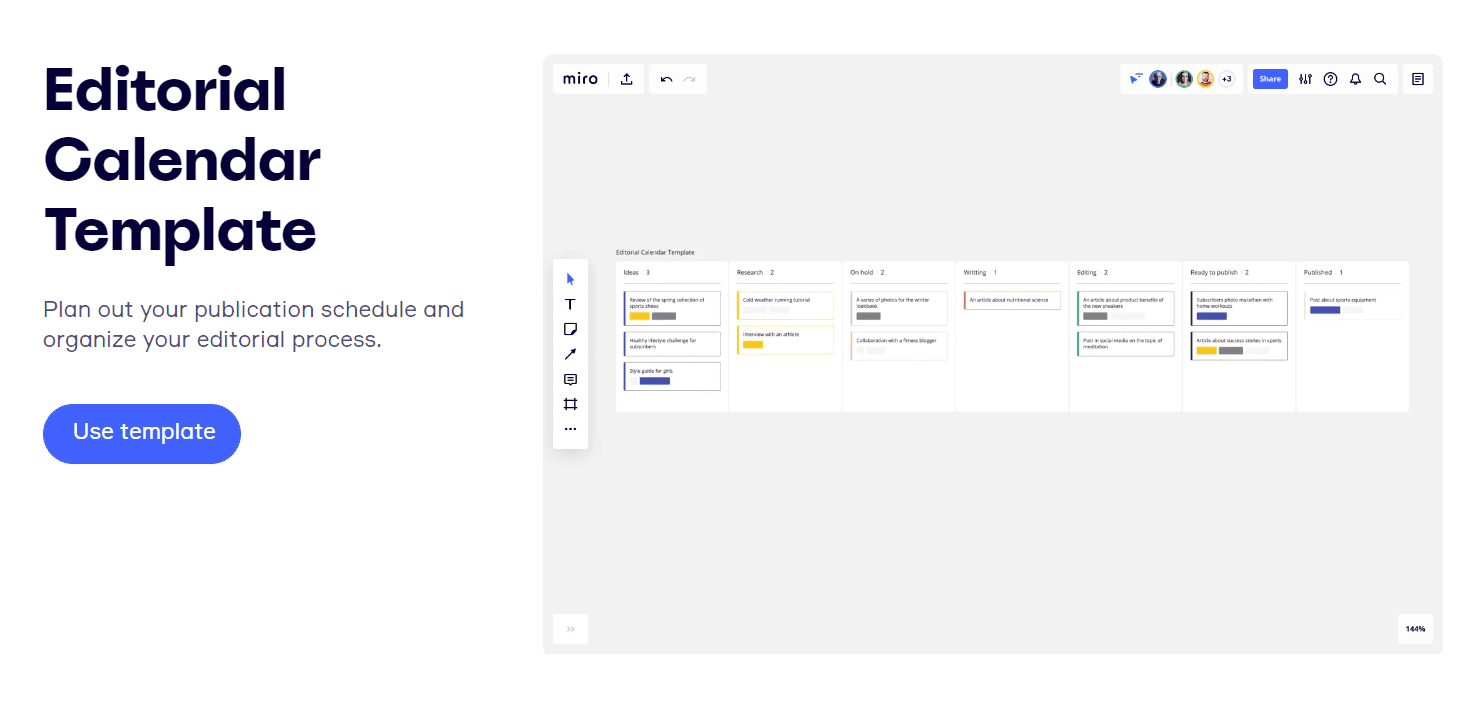 Miro - Content calendar tool