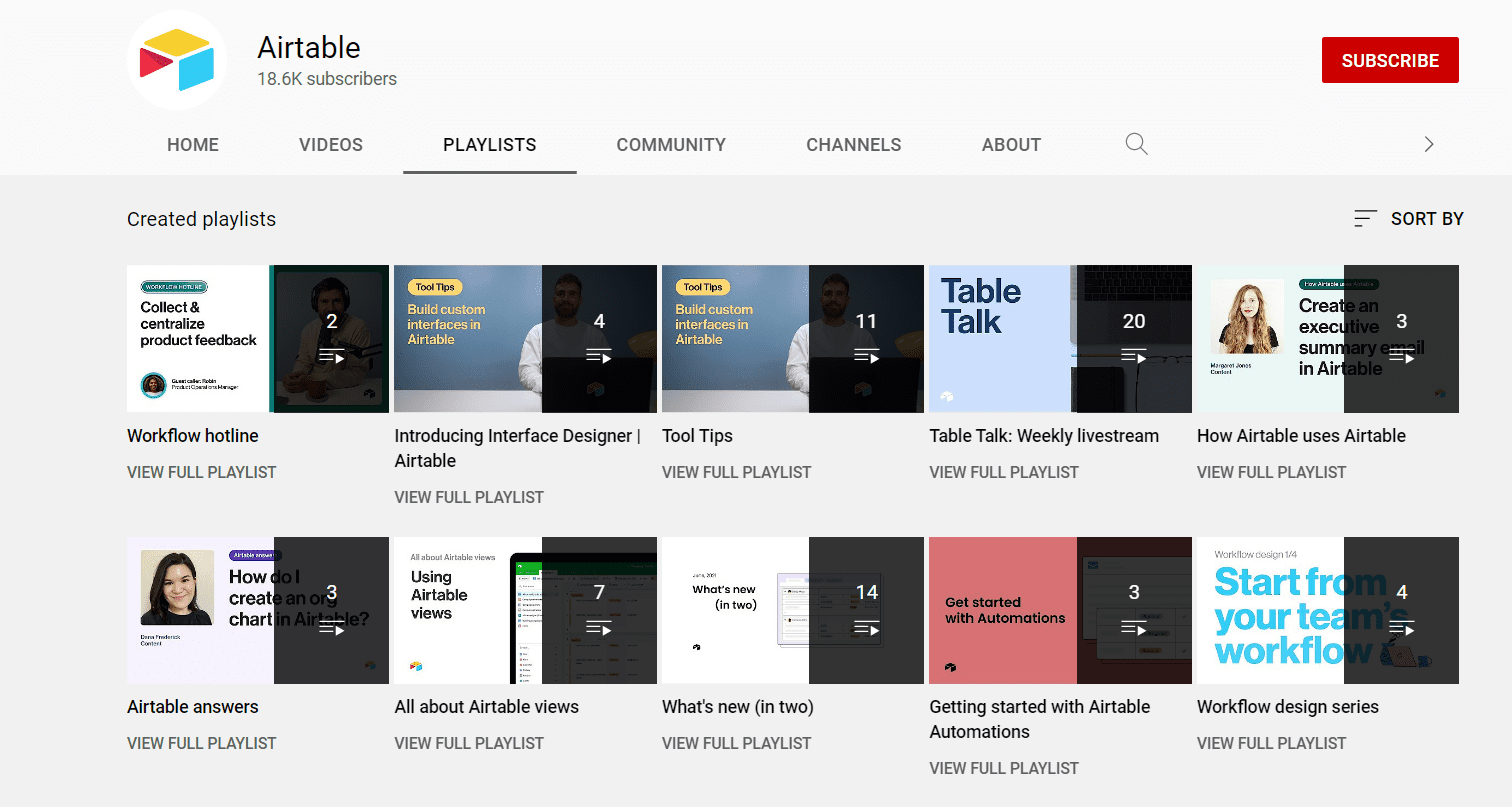Airtable content marketing strategy on YouTube - case study