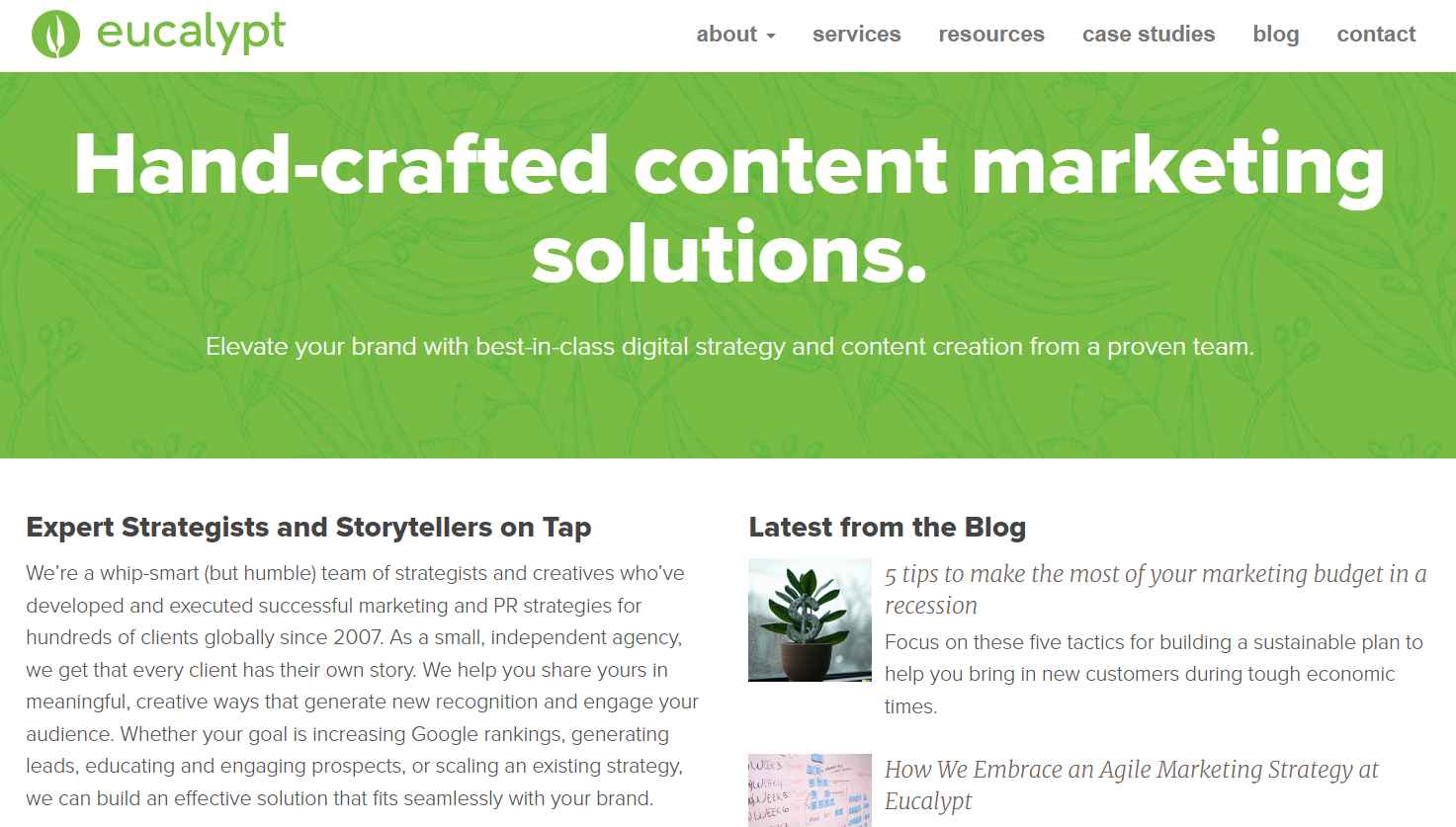 Top content writing agencies - Eucalypt