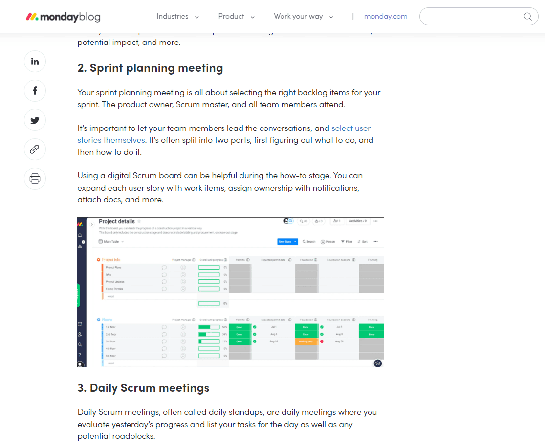 Monday.com content marketing strategy - Scrum guide