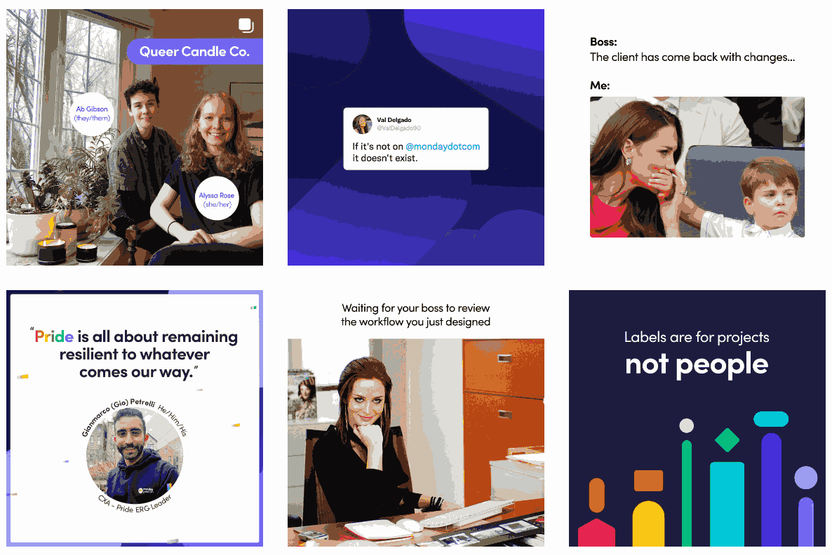 Monday.com content marketing strategy - Instagram