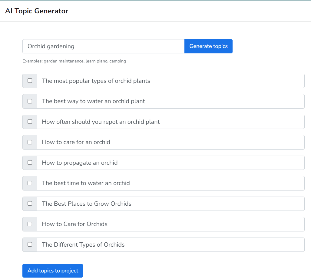 Narrato AI topic generator for topic cluster ideas in your SEO strategy