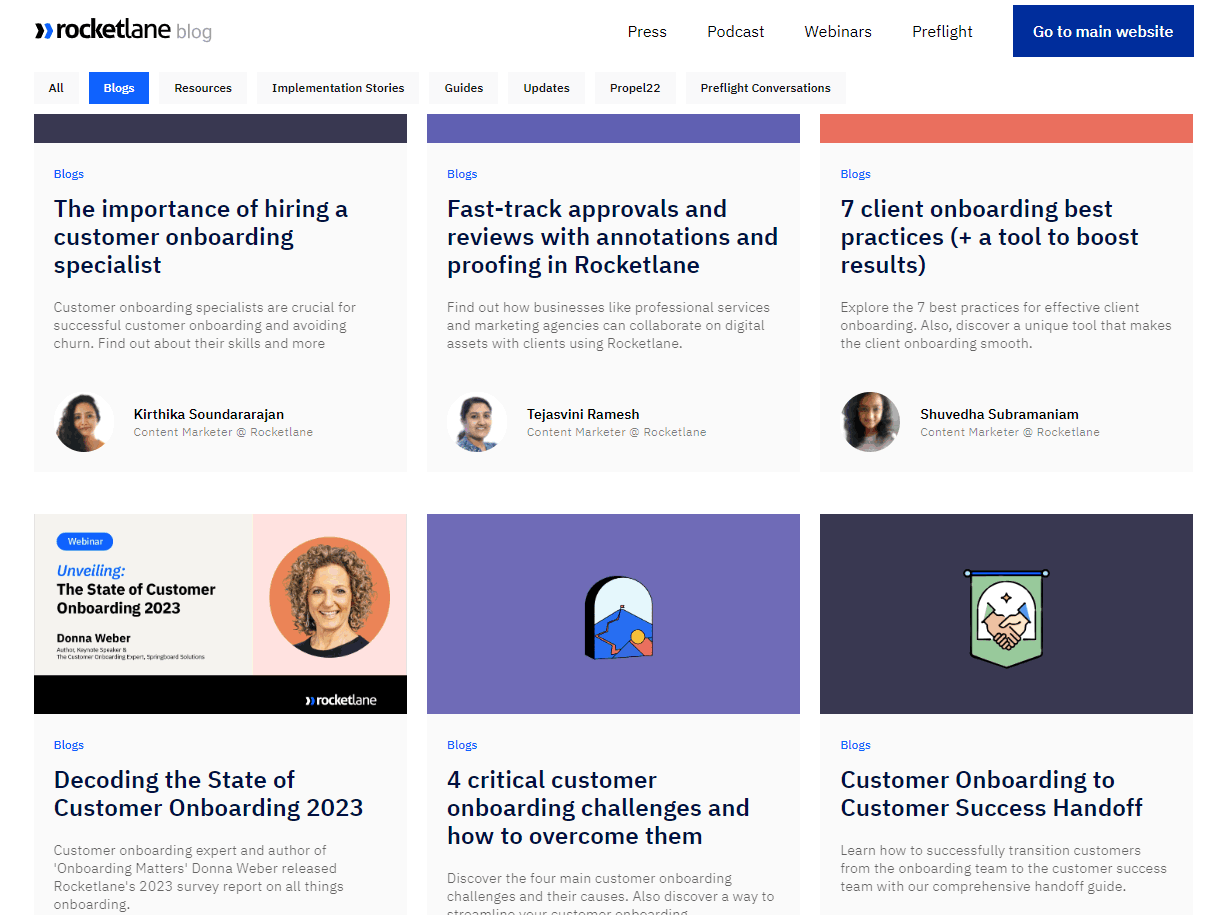 Rocketlane content marketing strategy - blog