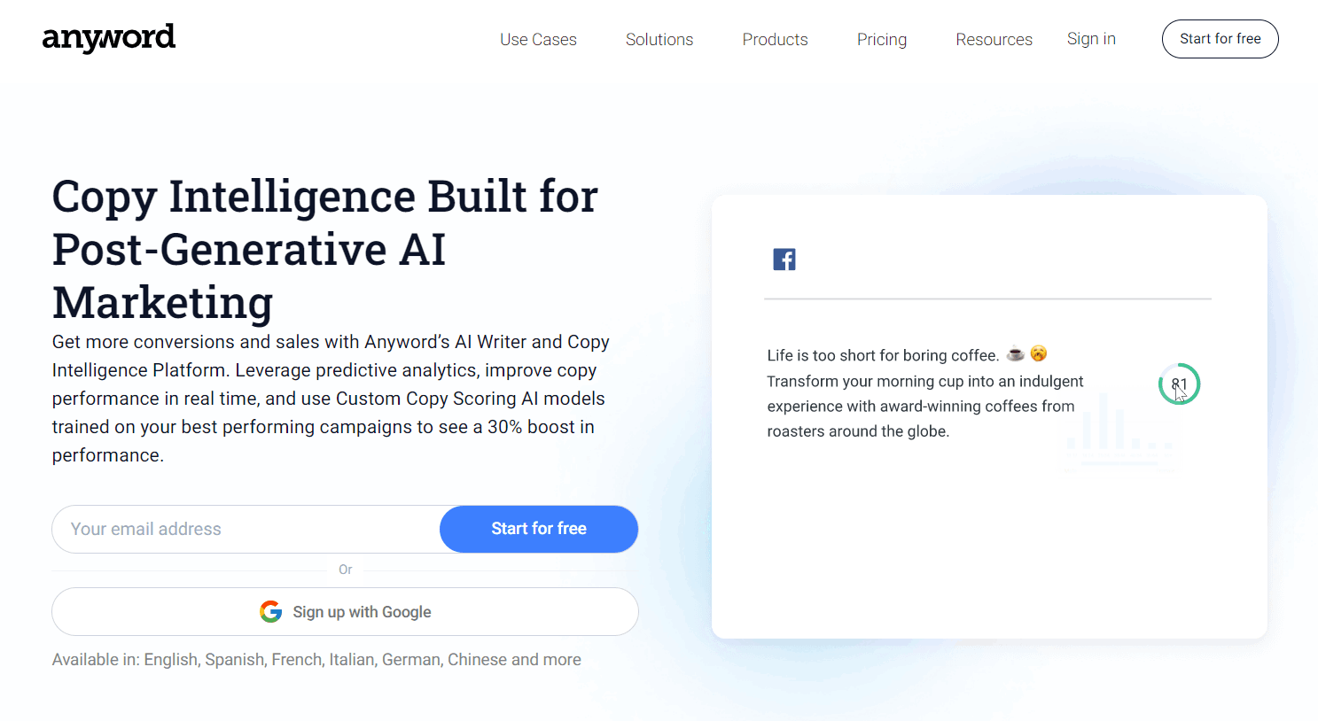 Jasper AI alternative - Anyword