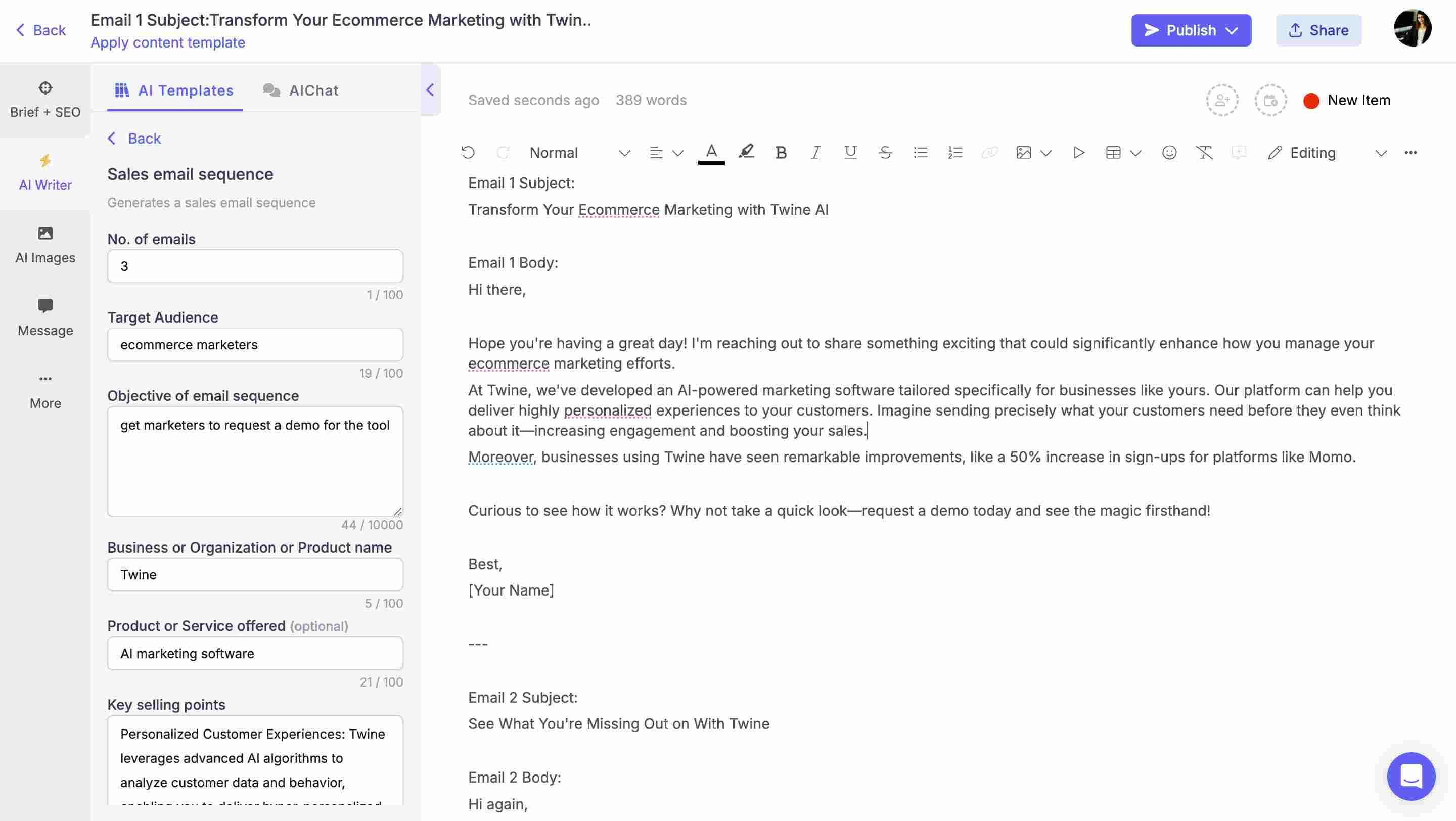 AI-generated sales email sequence