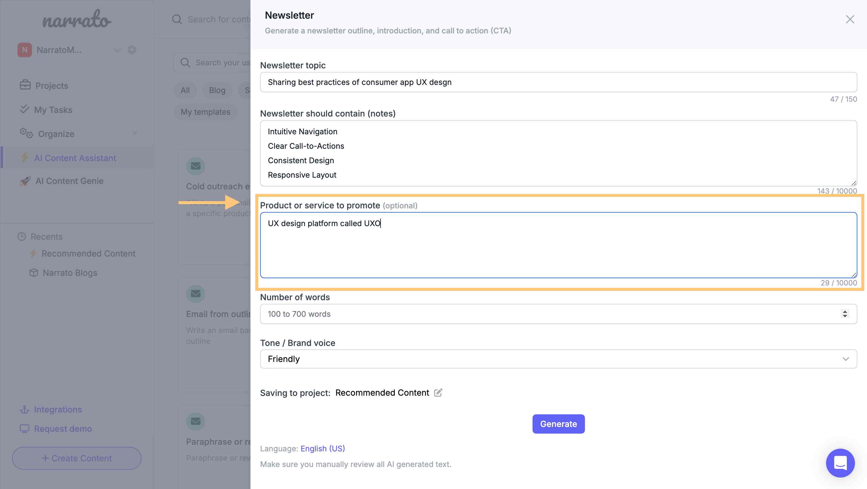 Providing the tool product/service info