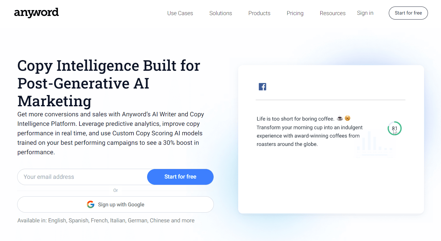 Jasper AI alternatives - Anyword