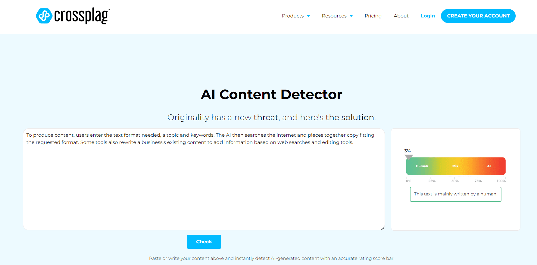 AI content detection tools - Crossplag
