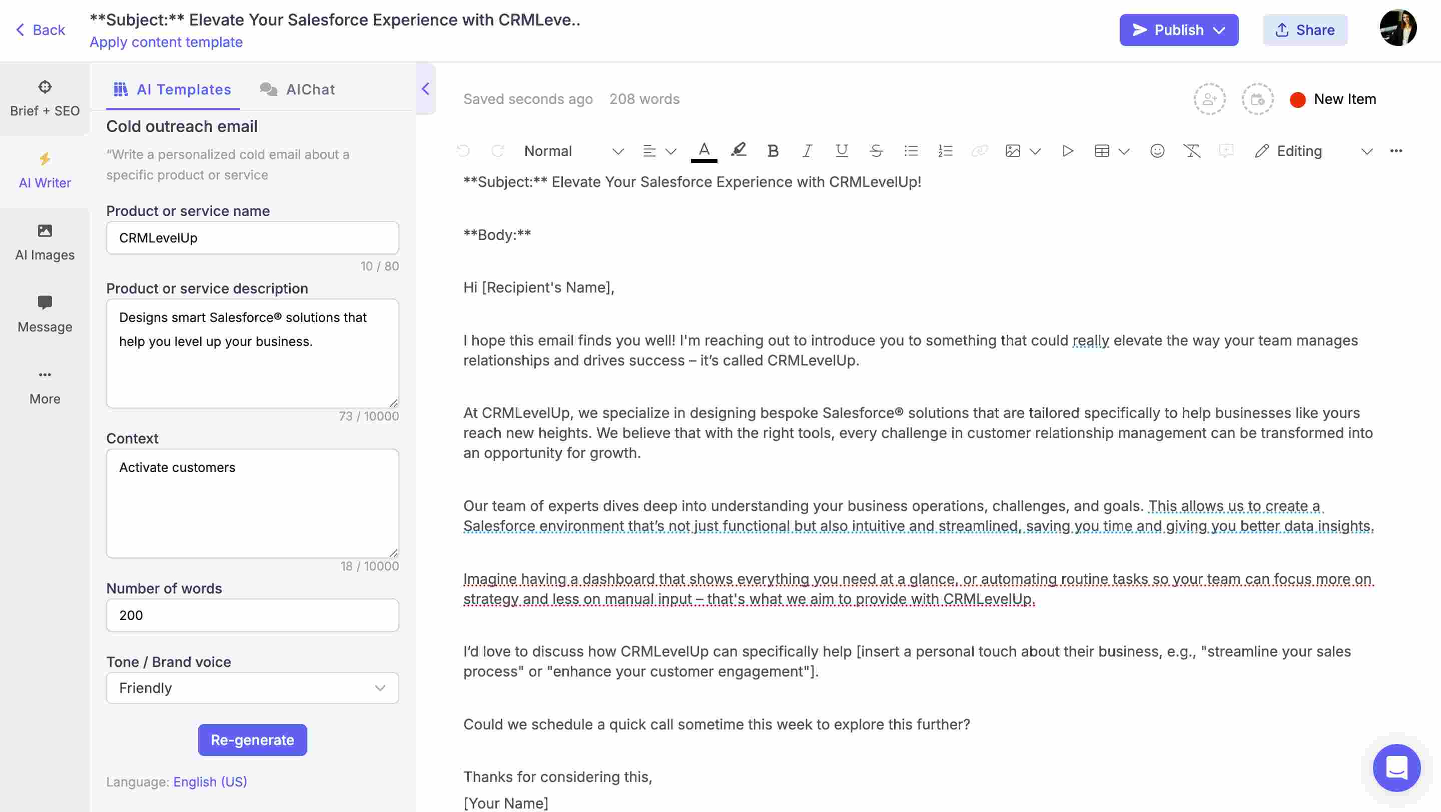 AI-generated email copy