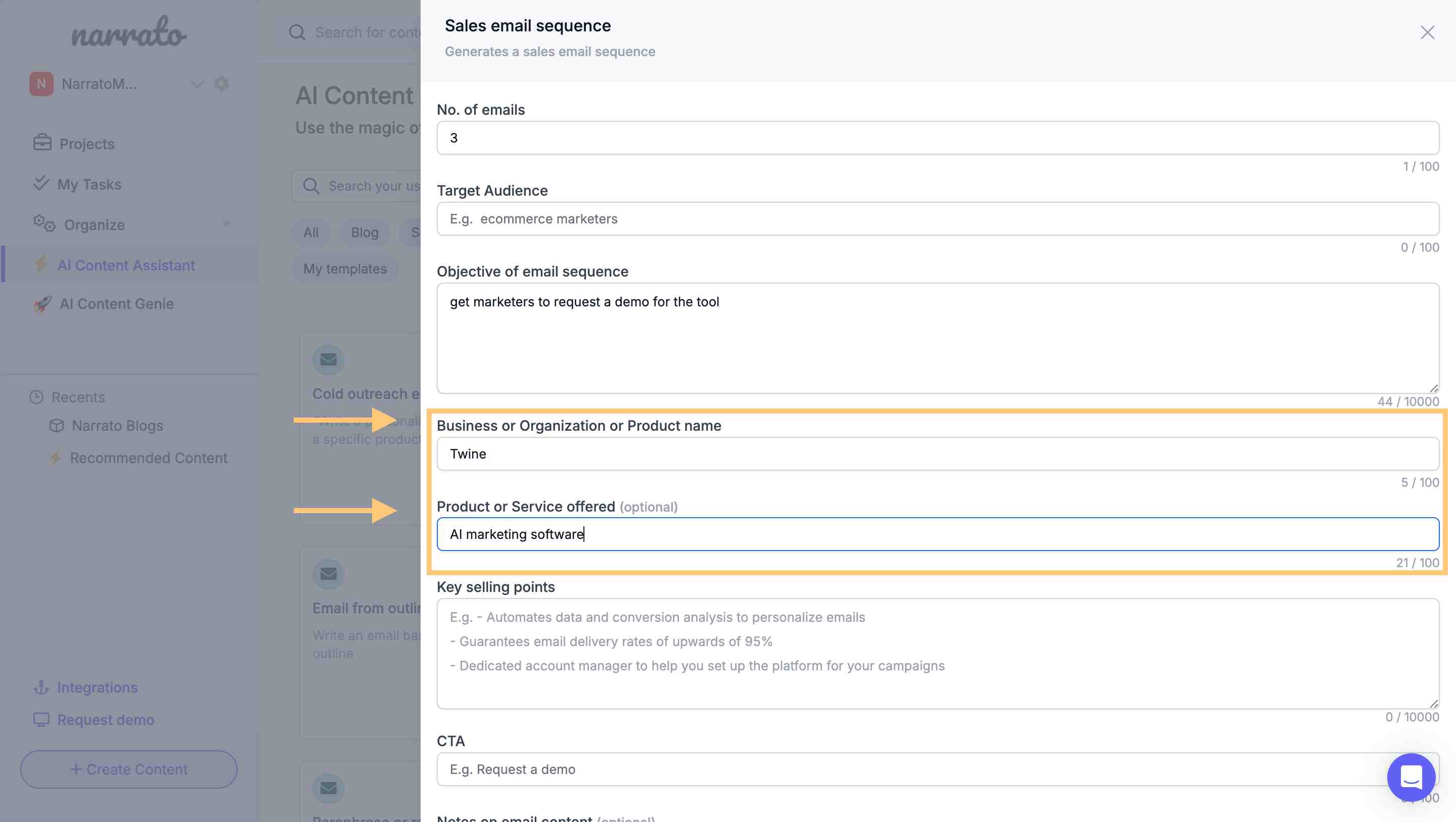 Adding business and product details