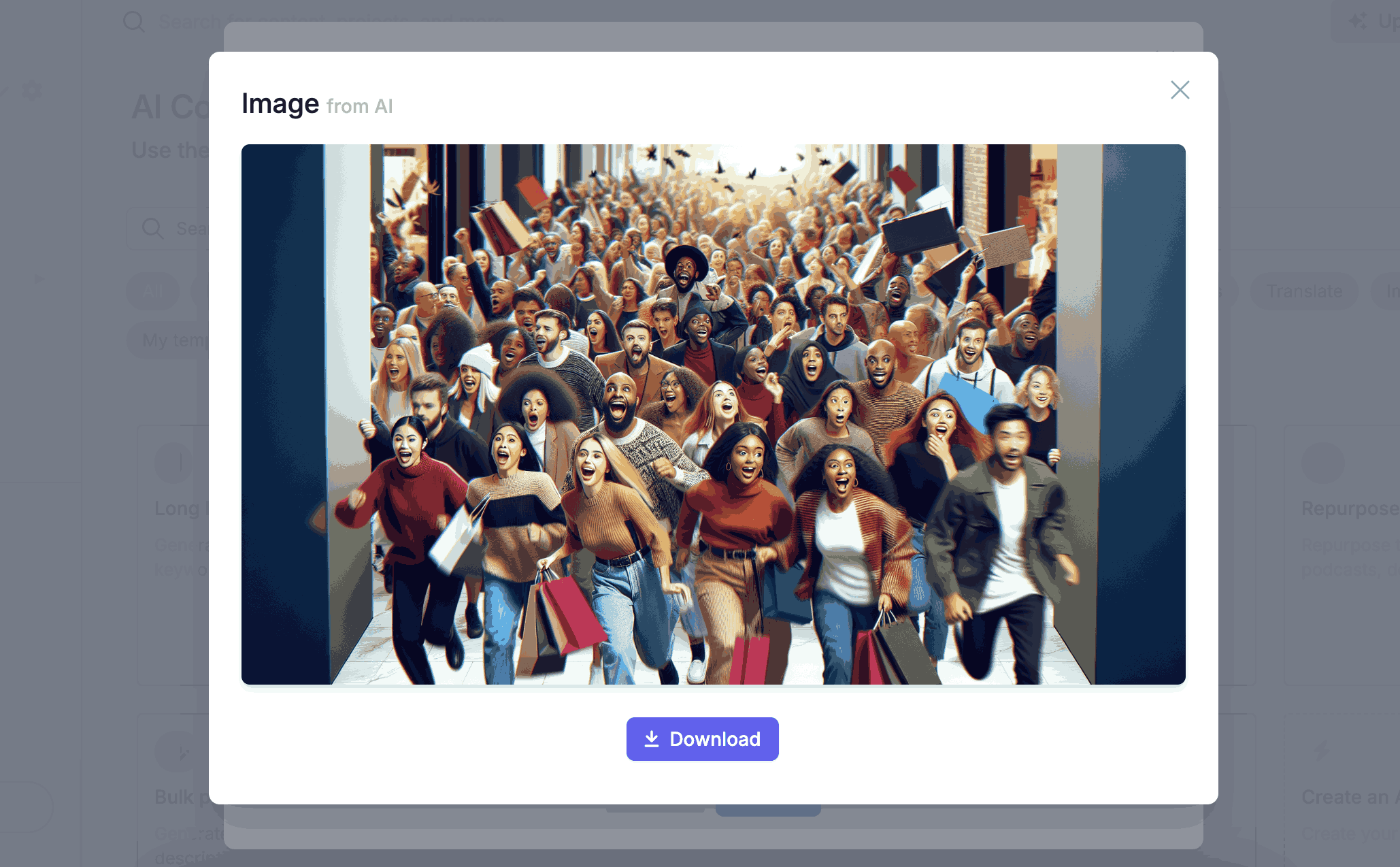 Preview and download the AI-generated image on Narrato