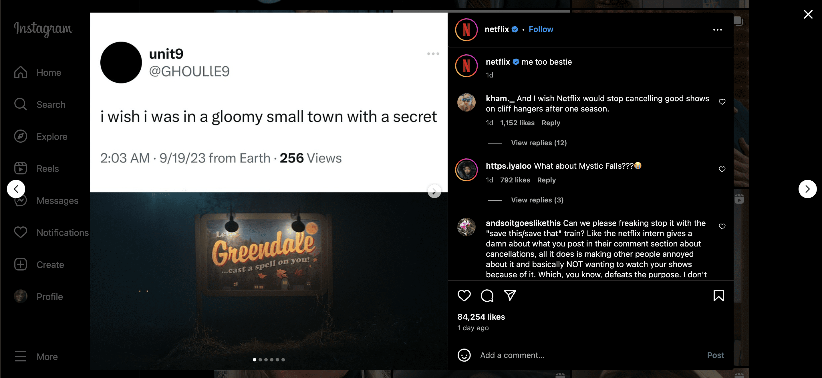 Netflix’s Instagram post