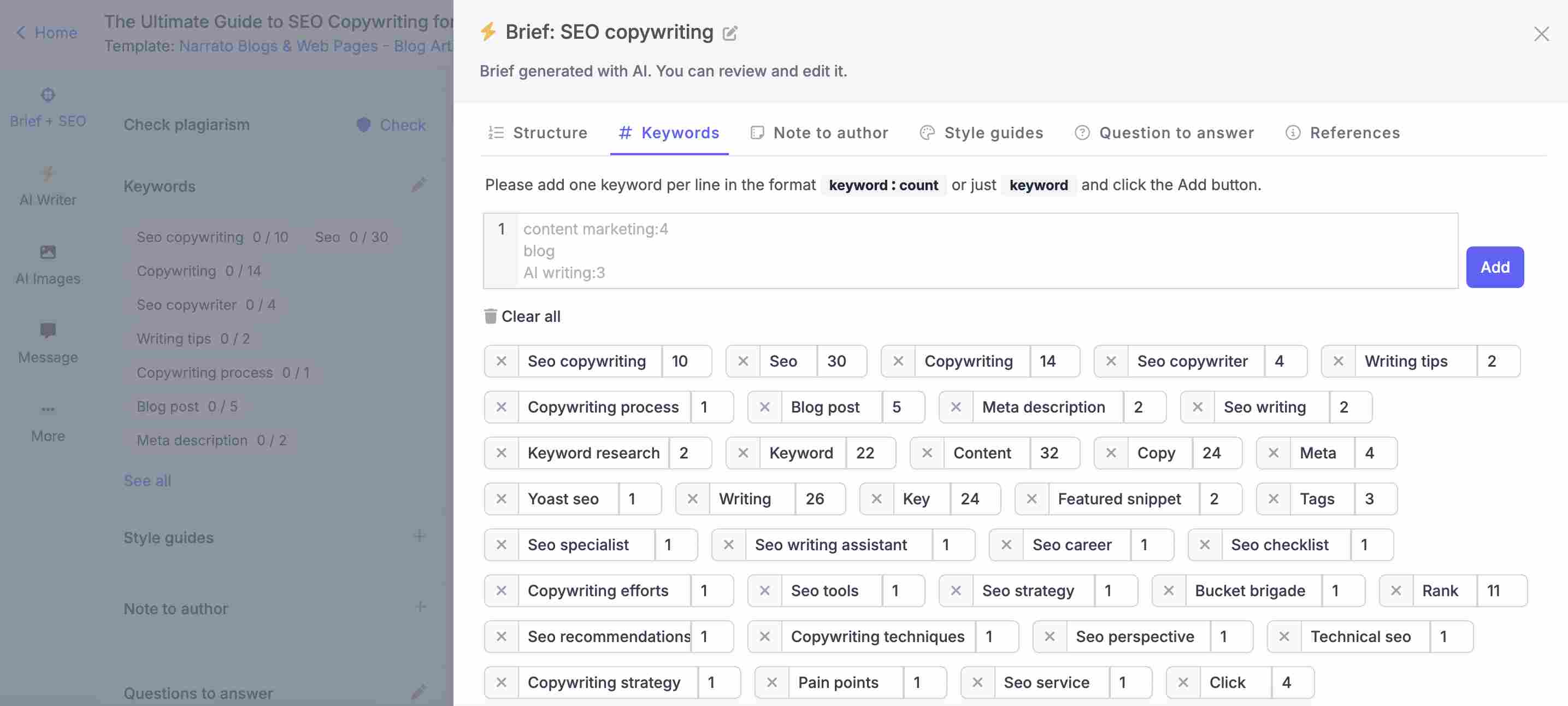 SEO brief generated using AI