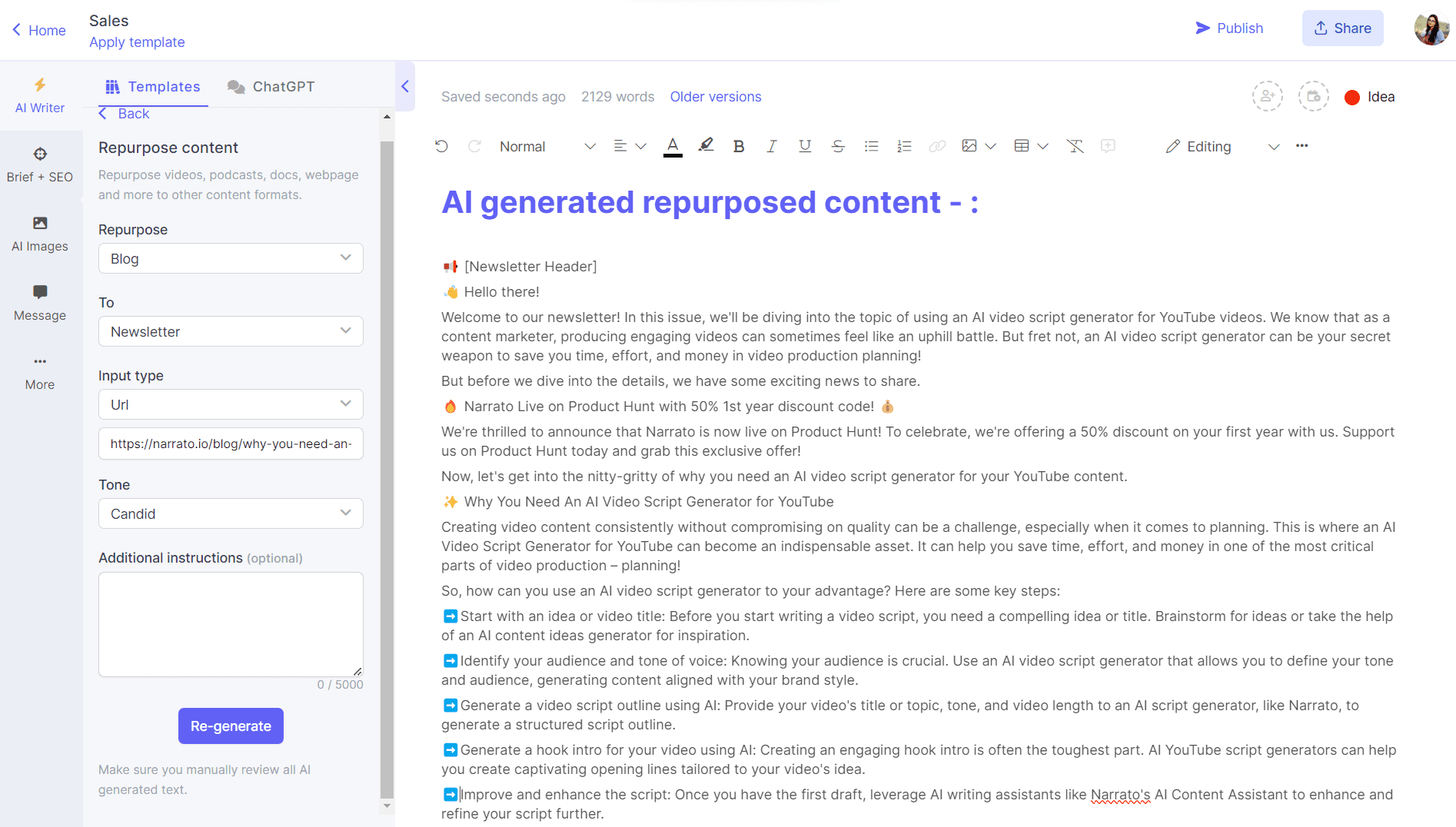AI content repurposing tool