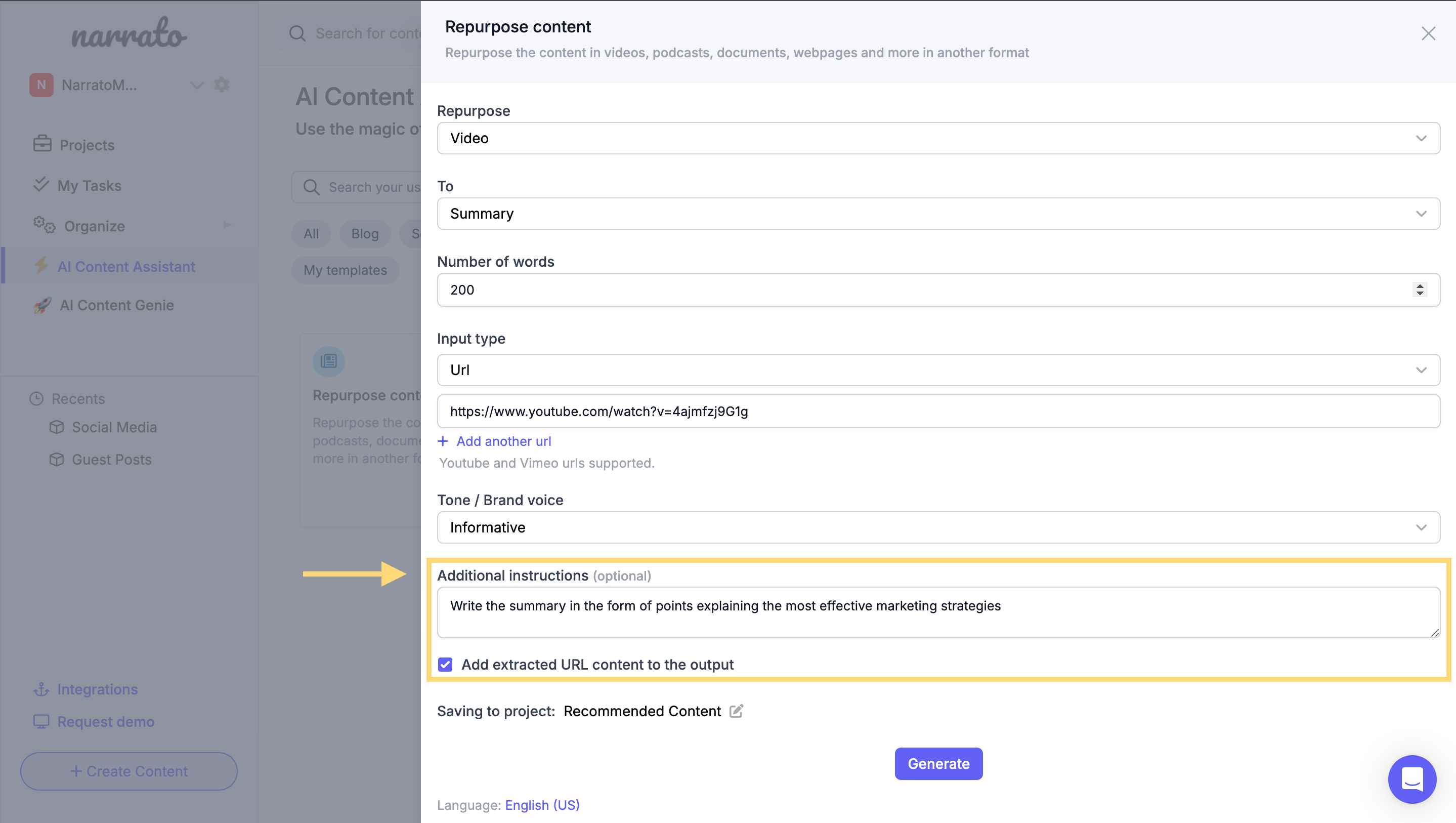 Adding additional instructions for summarization