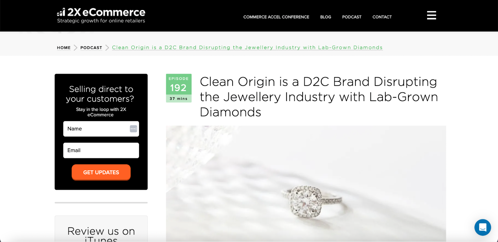 Screenshot of Clean Origin podcast with 2x eCommerce