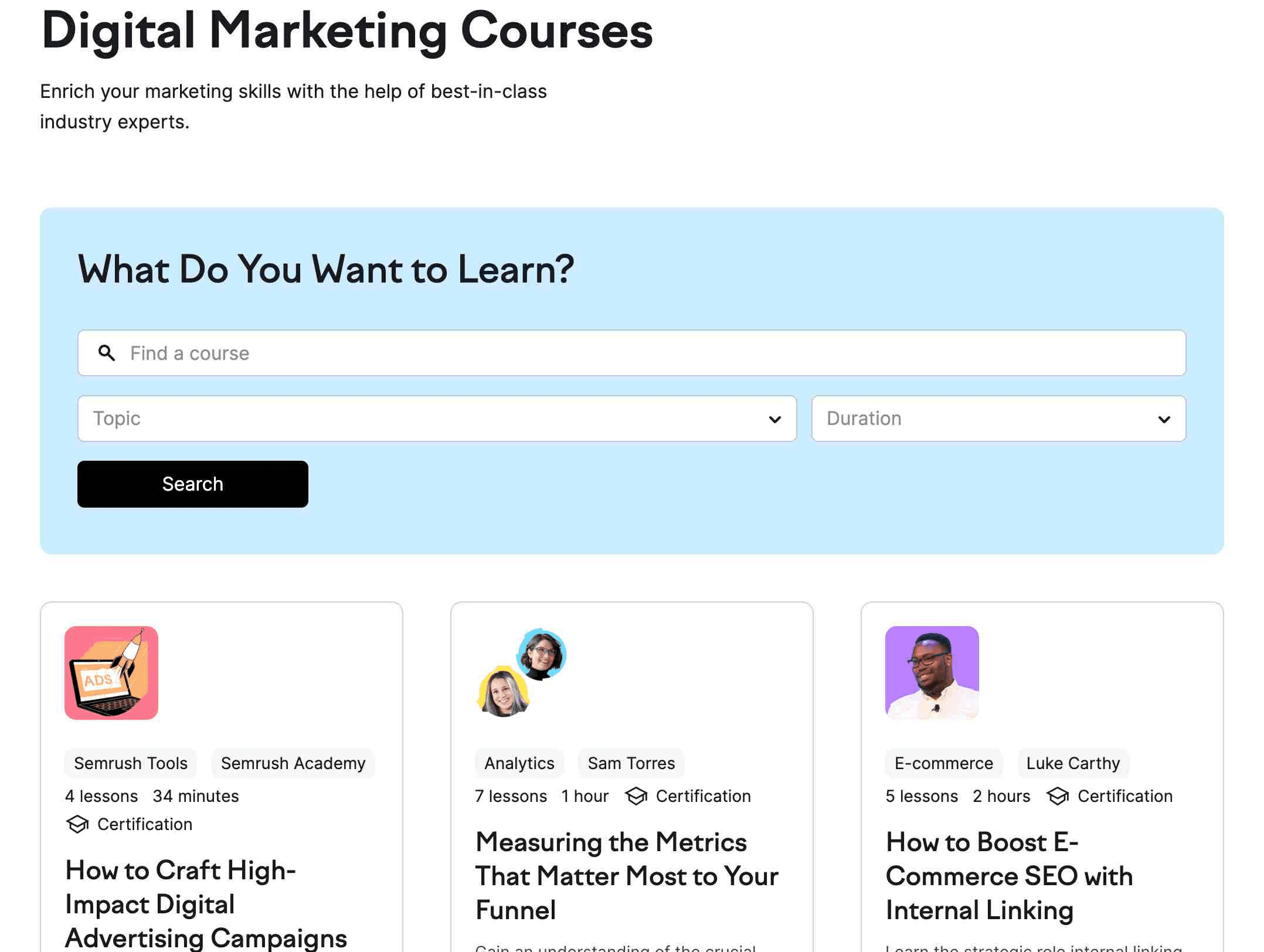 Semrush online courses