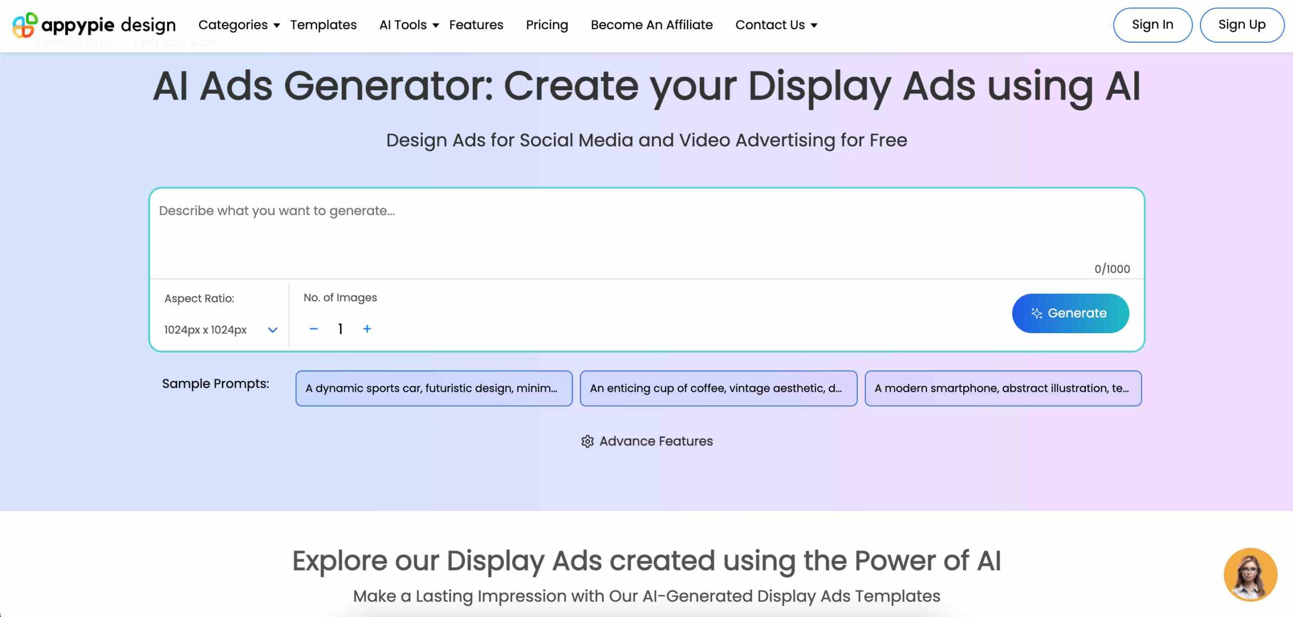 Appy Pie Design AI Ads Generator