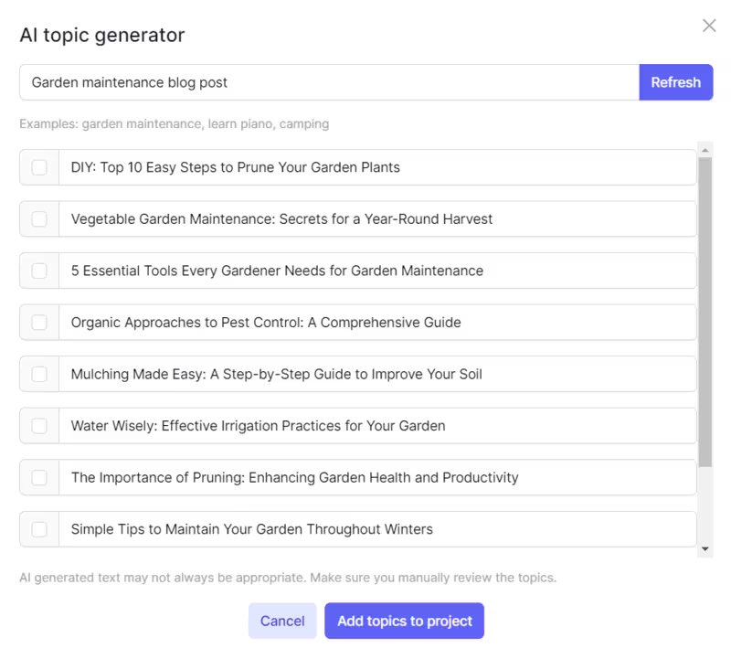 AI for content marketing - content idea generator on Narrato