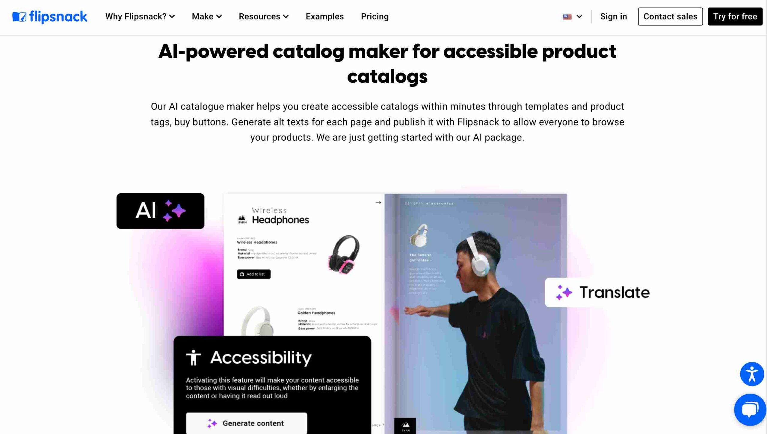 Flipsnack AI product catalog maker