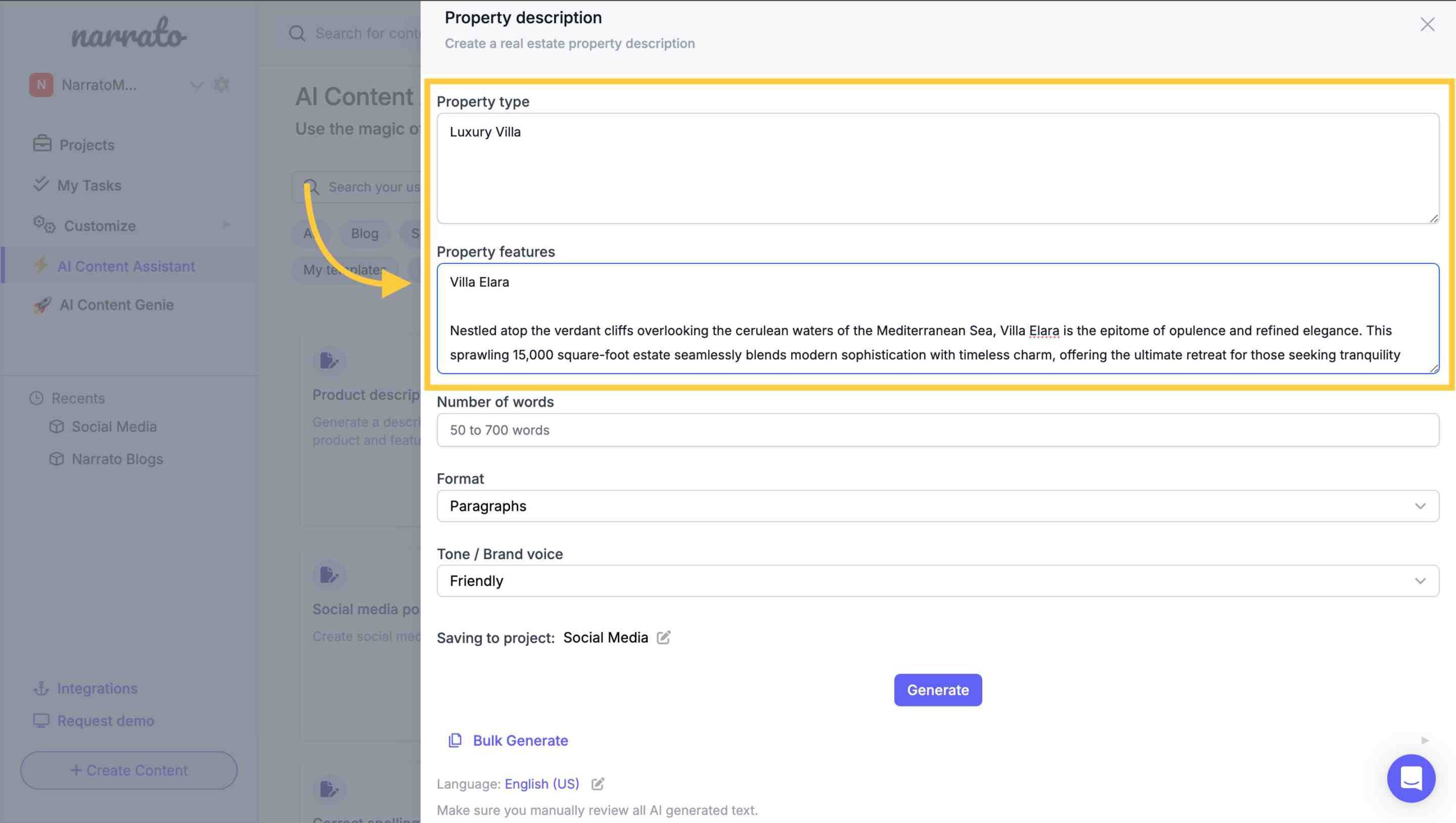 AI property description generator