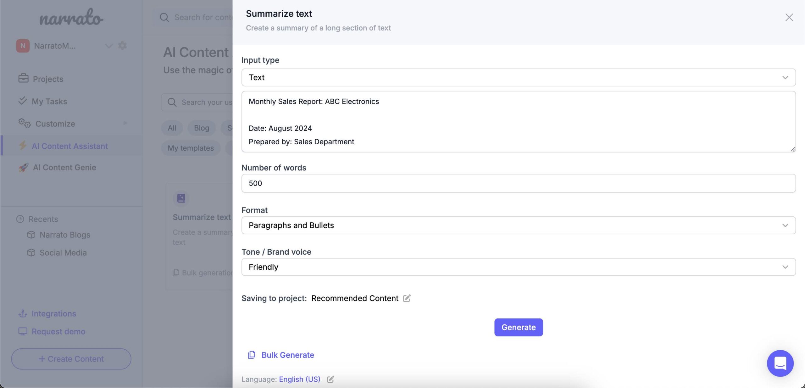 Filling out input fields in AI summaty generator