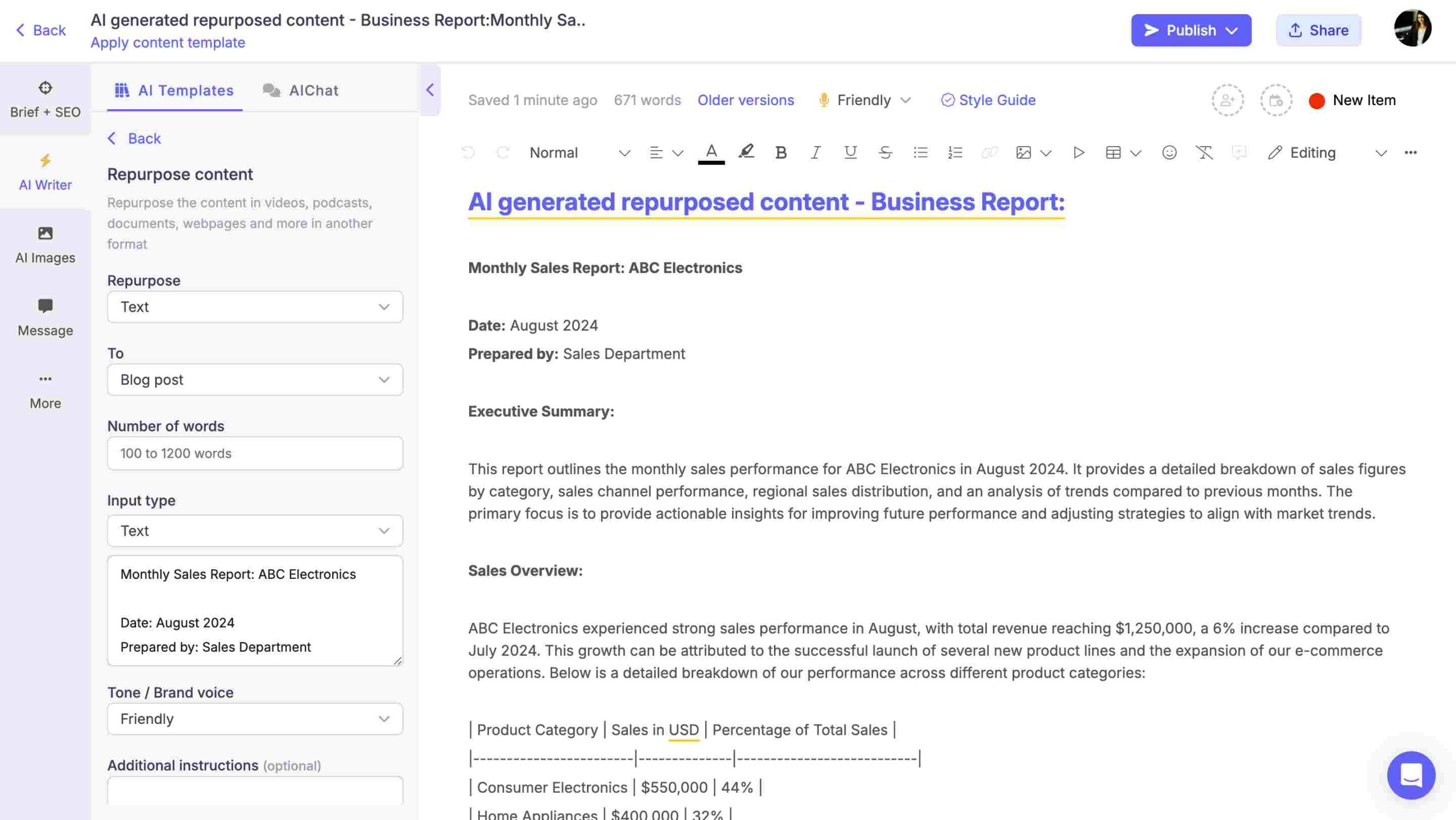 AI-generated business report