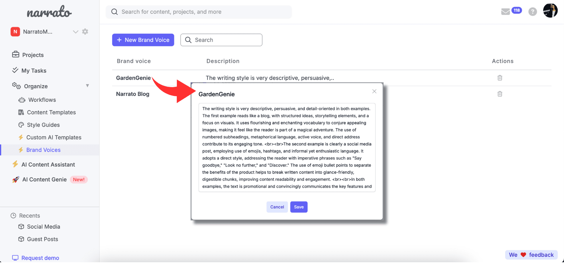 Humanize AI Content with custom brand voice generator