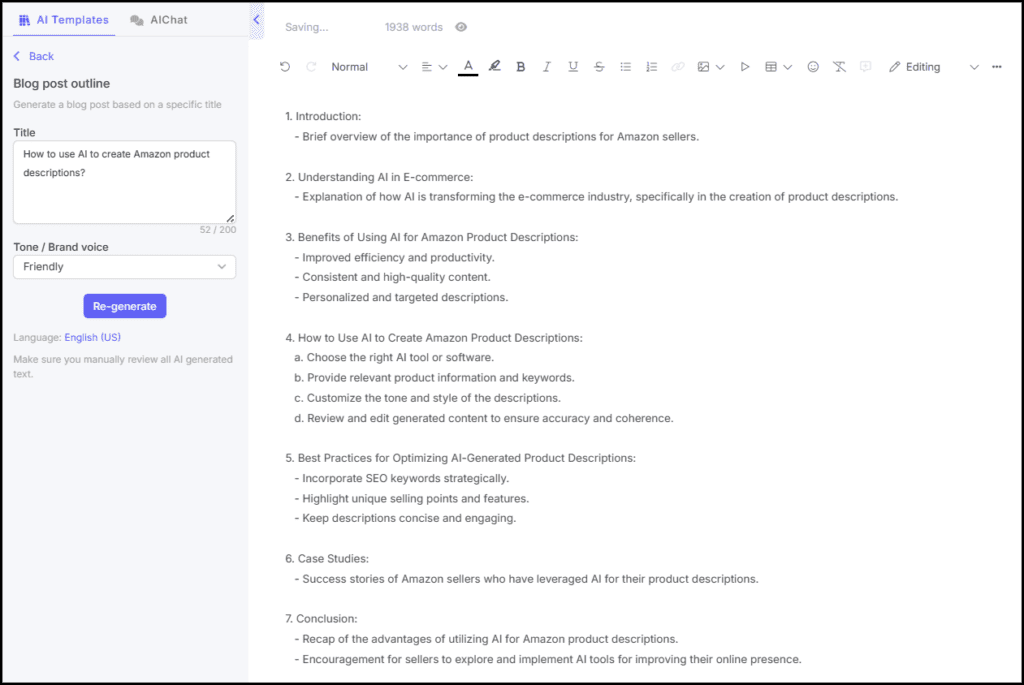 Create article outline using Narrato