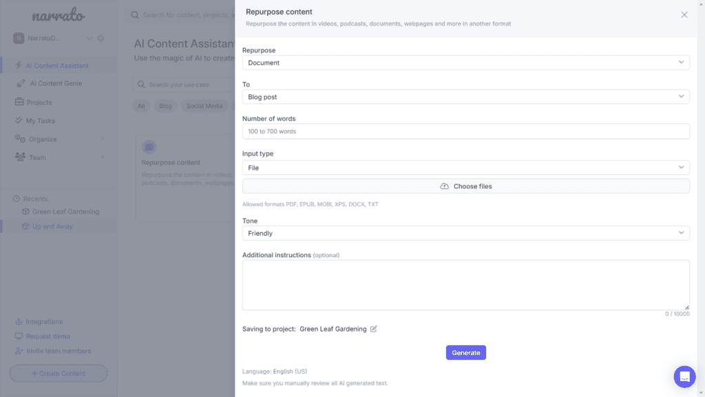 AI content repurposing template