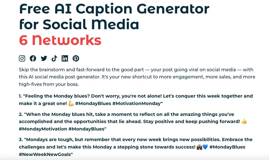 AI-generated social media captions on Hootsuite