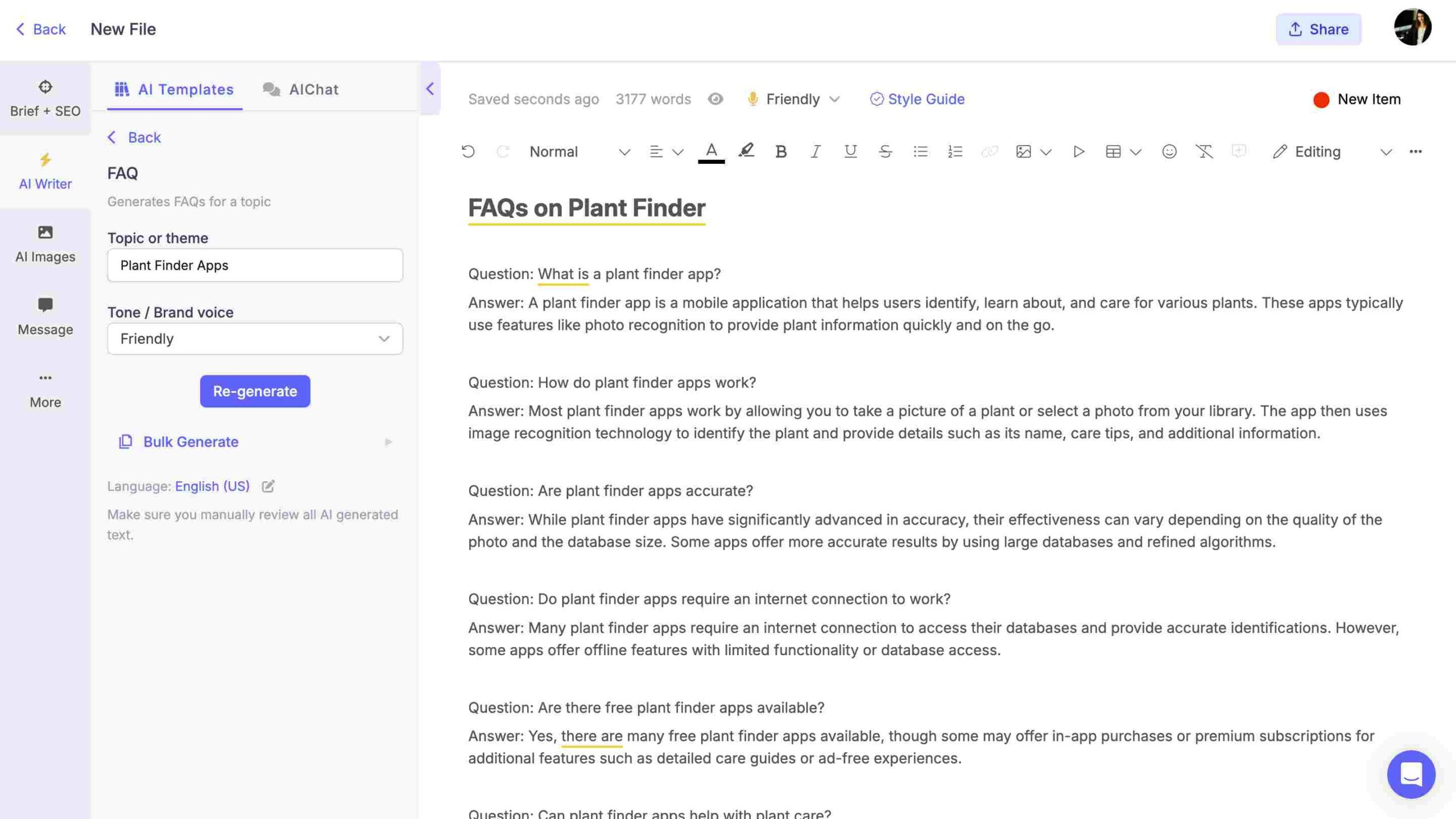 Content Review Process: AI FAQ generator