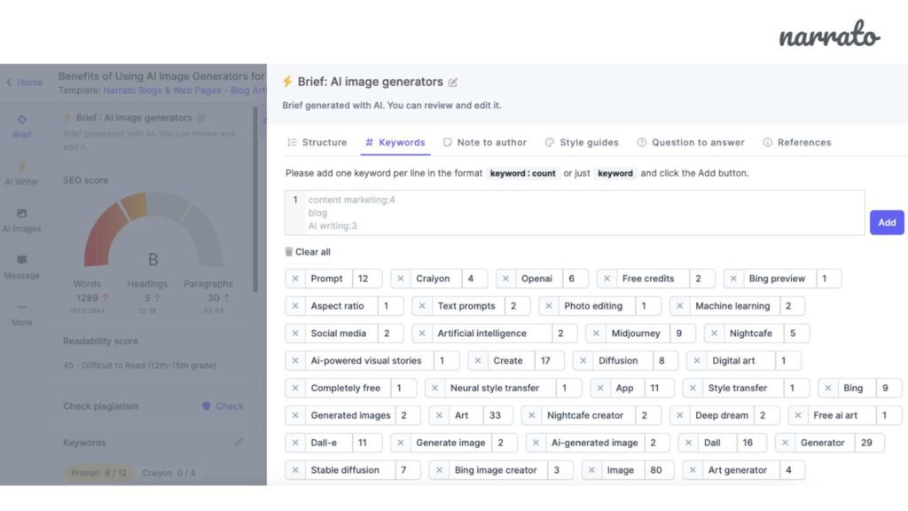 Content Writing Tools for SEO - Narrato SEO Briefs