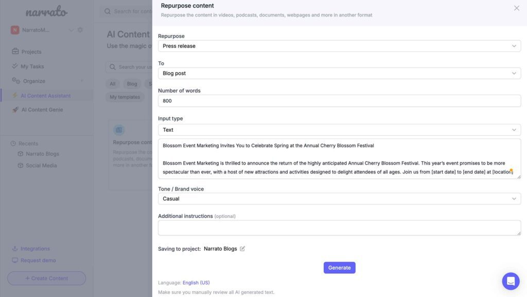 AI content repurposing tool