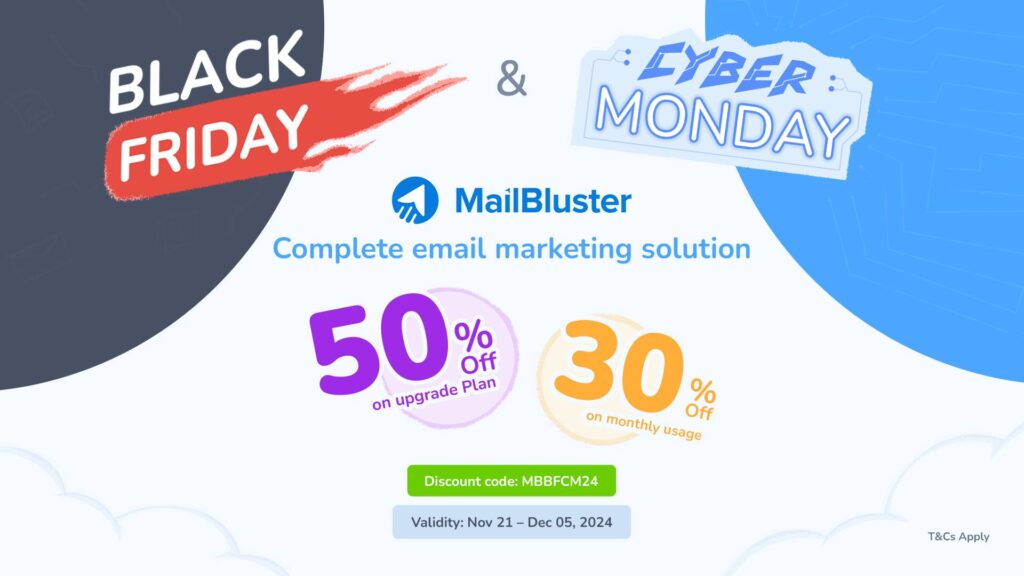 Cyber Monday + Black Friday software deal 2024 from Mailbluster