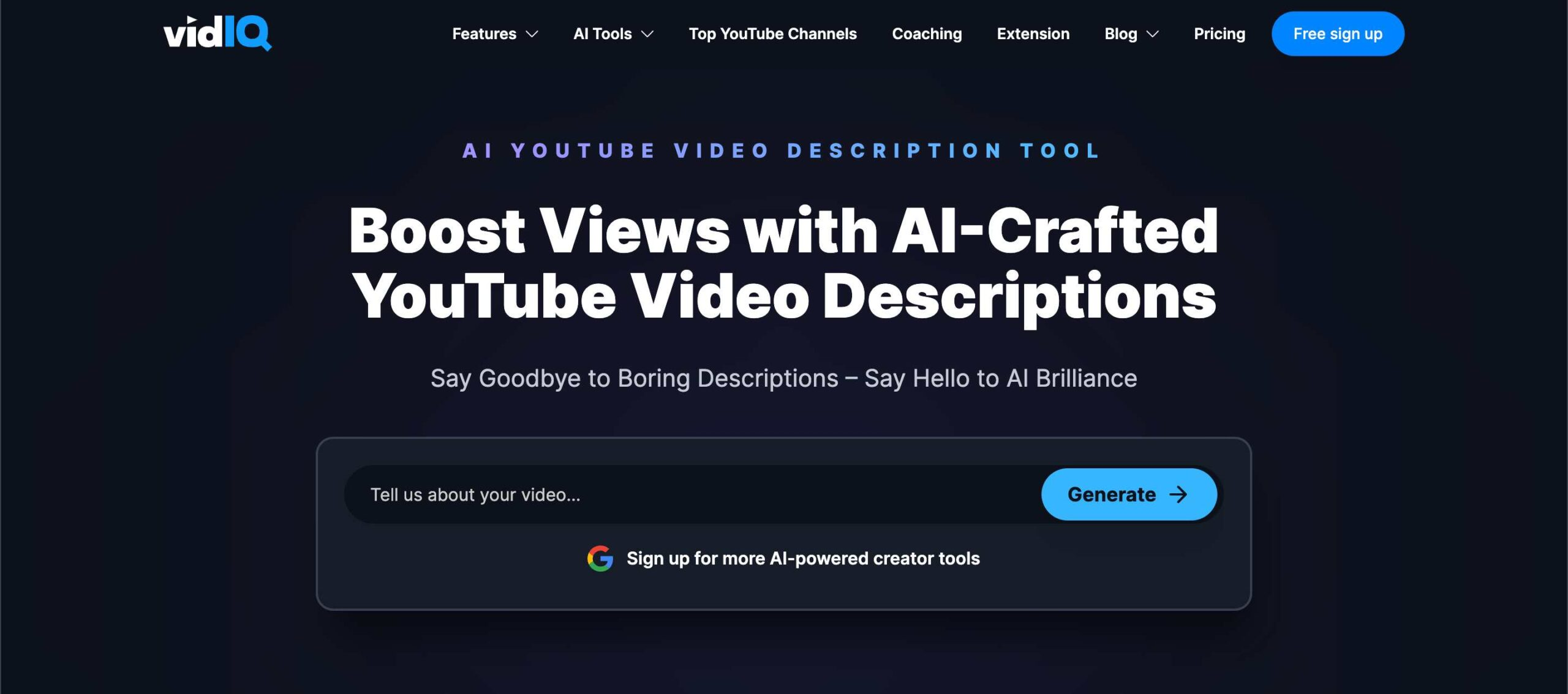 VidIQ video description generator