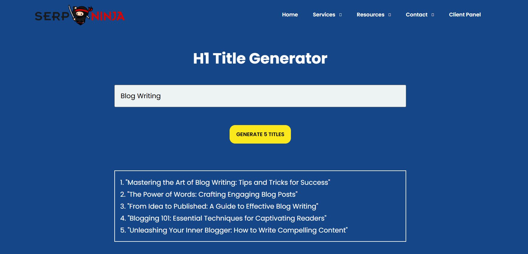 SerpNinja H1 Title Generator