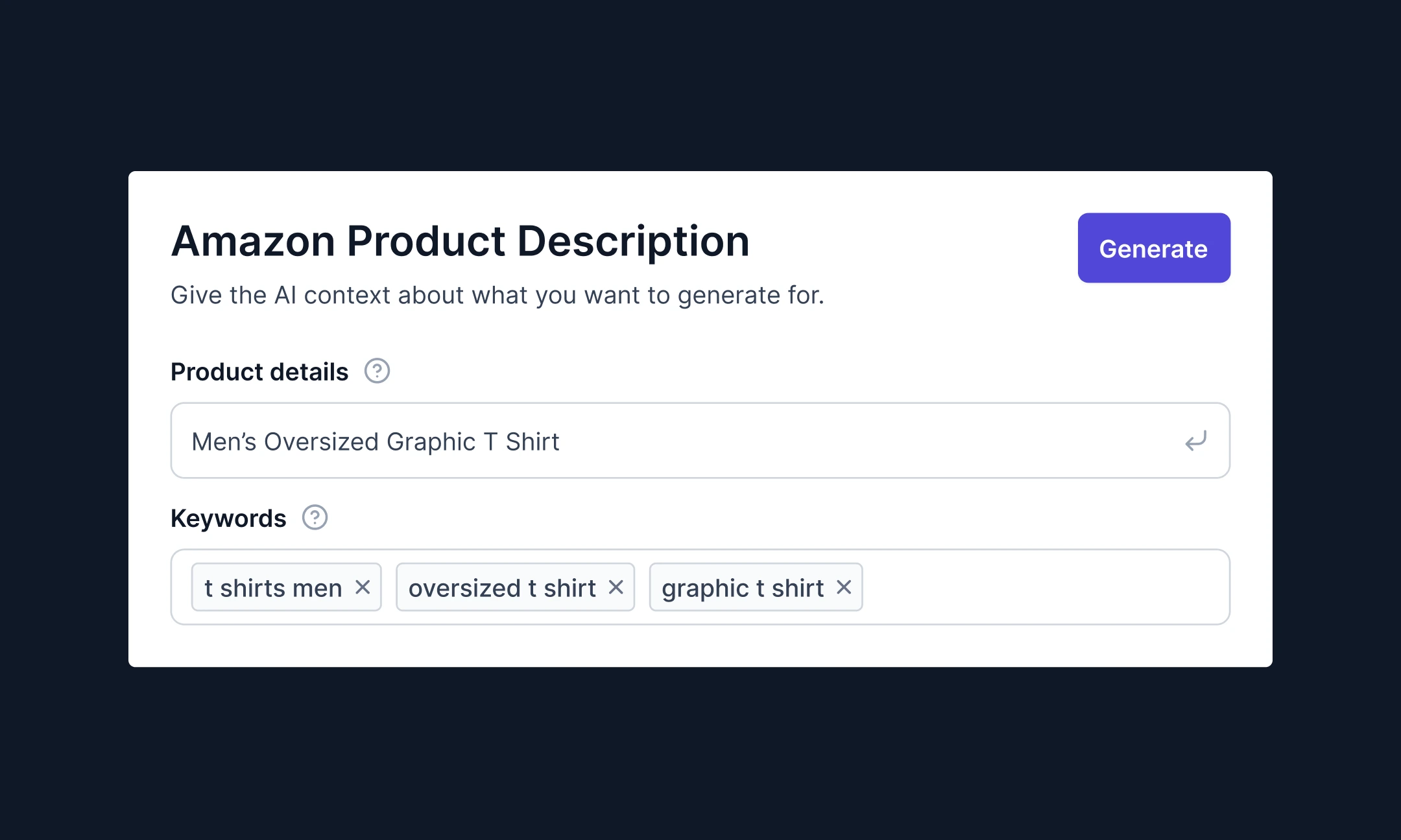 Hypotenuse Amazon Product Description Writer