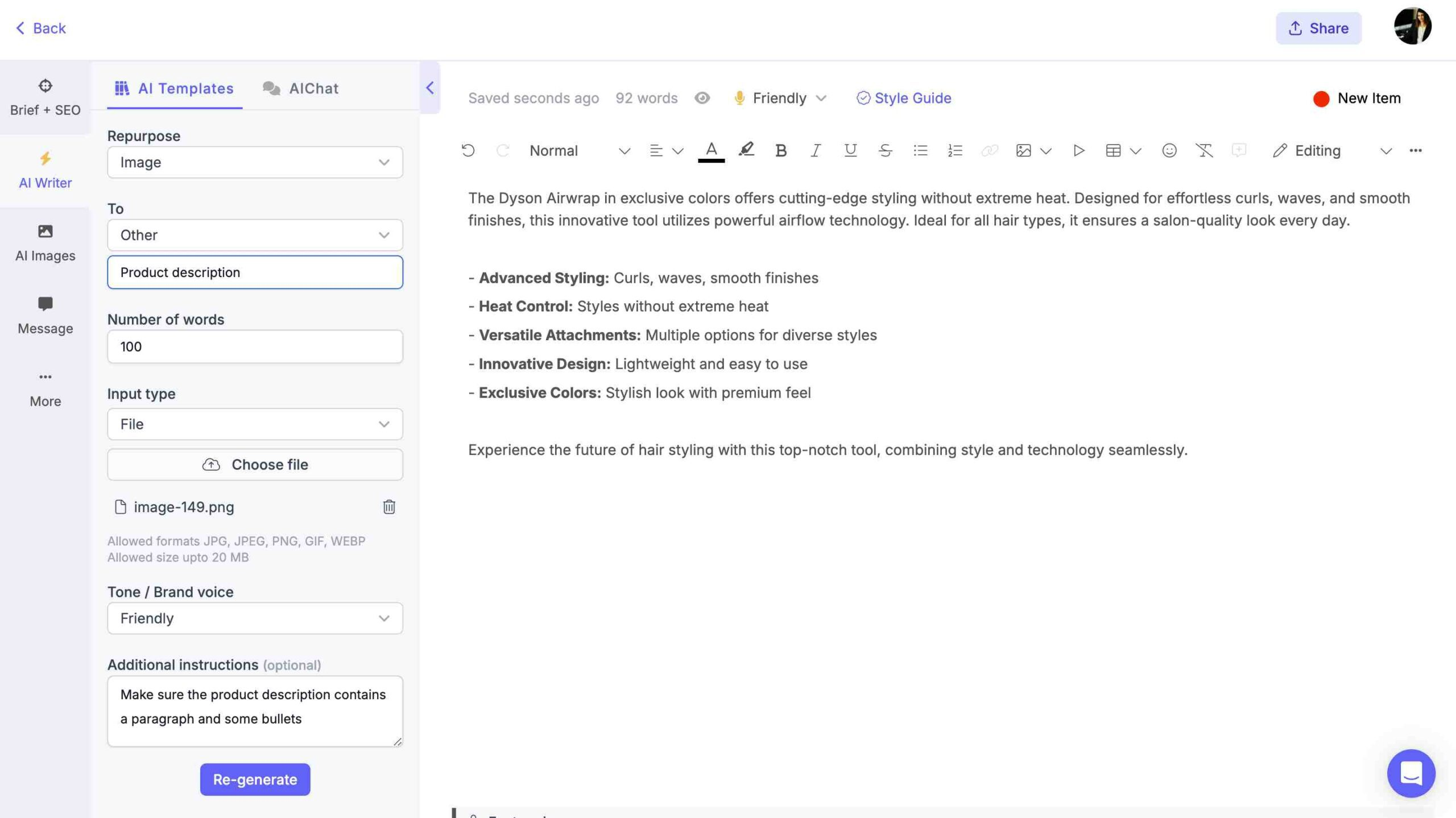 Image to text AI for product descriptions
