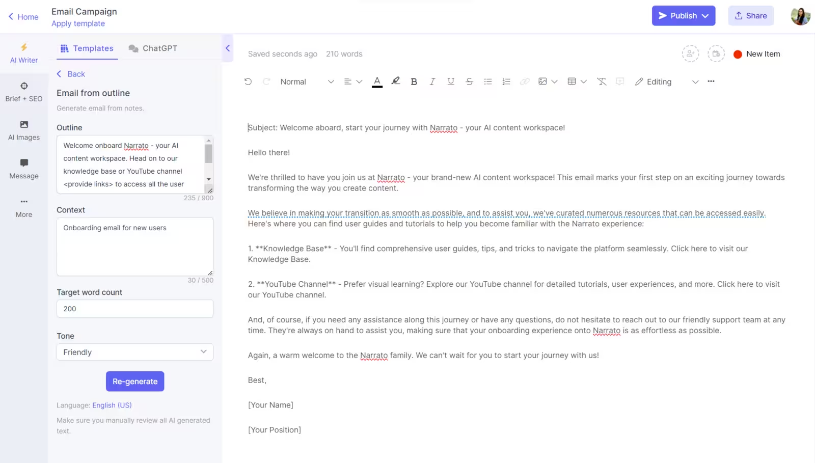 AI for eCommerce email personalization - Narrato
