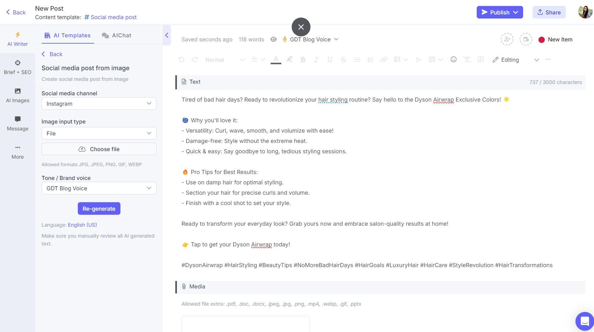 Image to text AI for social media marketing