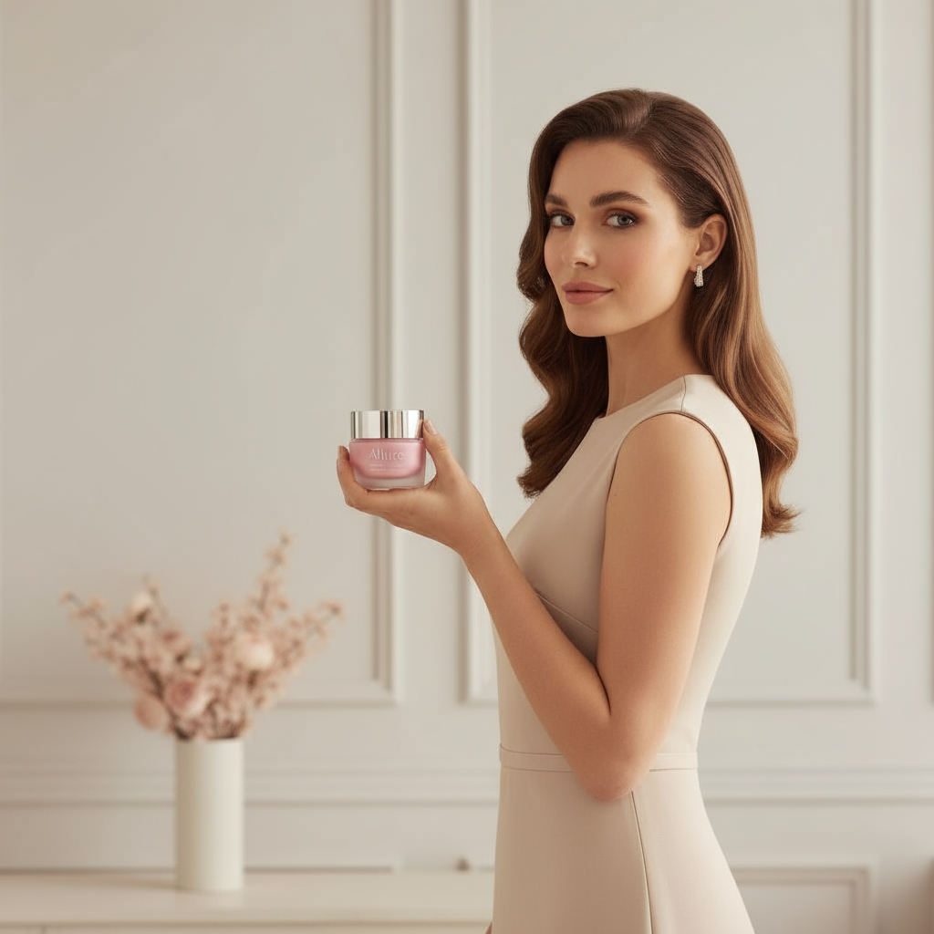 AI lifestyle image featuring a model holding the product